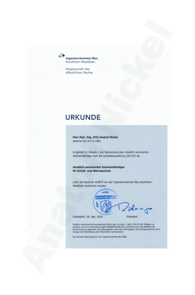 Urkunde - Ingenieurkammer Bau NRW